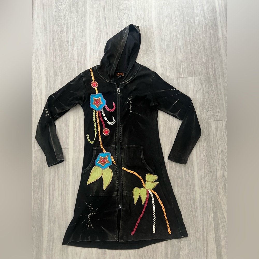 Rising International Black Sweater with Multicolor Embroidery small